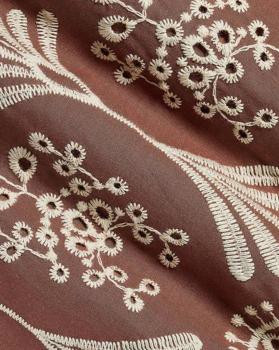 A-Line Midi Skirt with Boho Embroideries