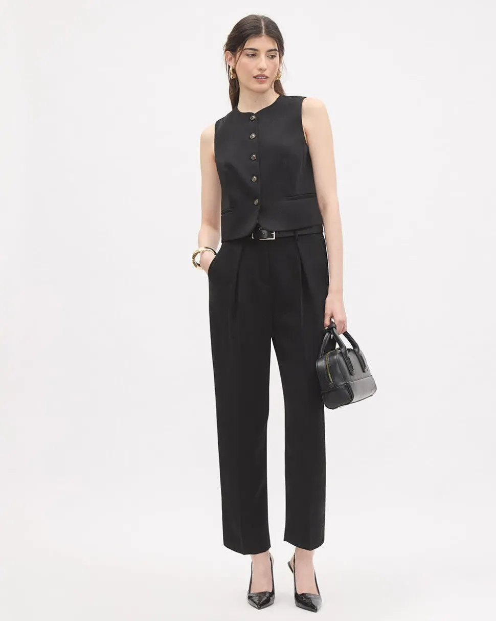 Barrel-Leg High-Rise Satin Pant