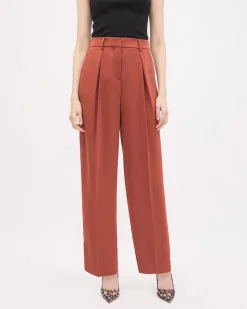 Barrel-Leg High-Rise Satin Pant