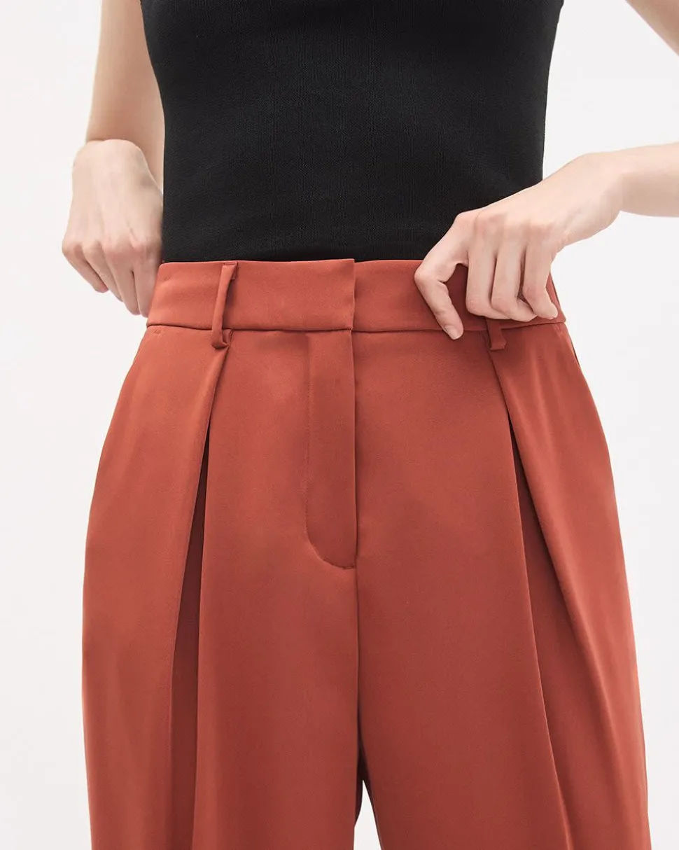 Barrel-Leg High-Rise Satin Pant