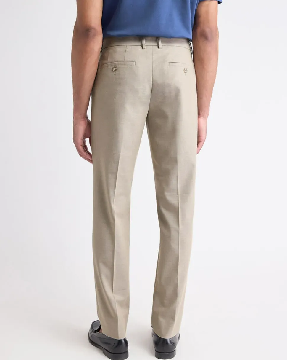 Beige Slim-Fit Wool-Blend Essential Pant