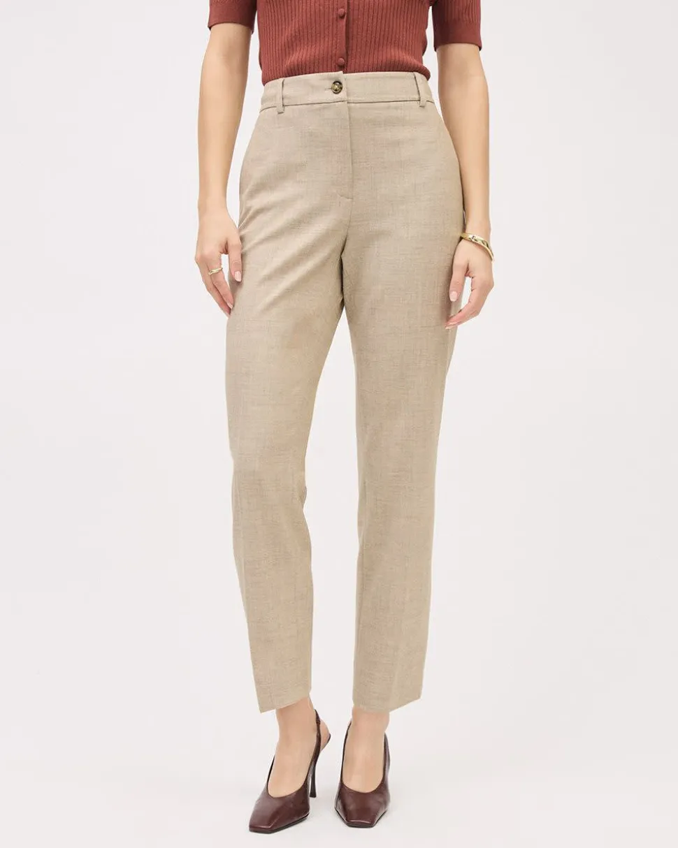 Beige Straight-Leg High-Rise Pant
