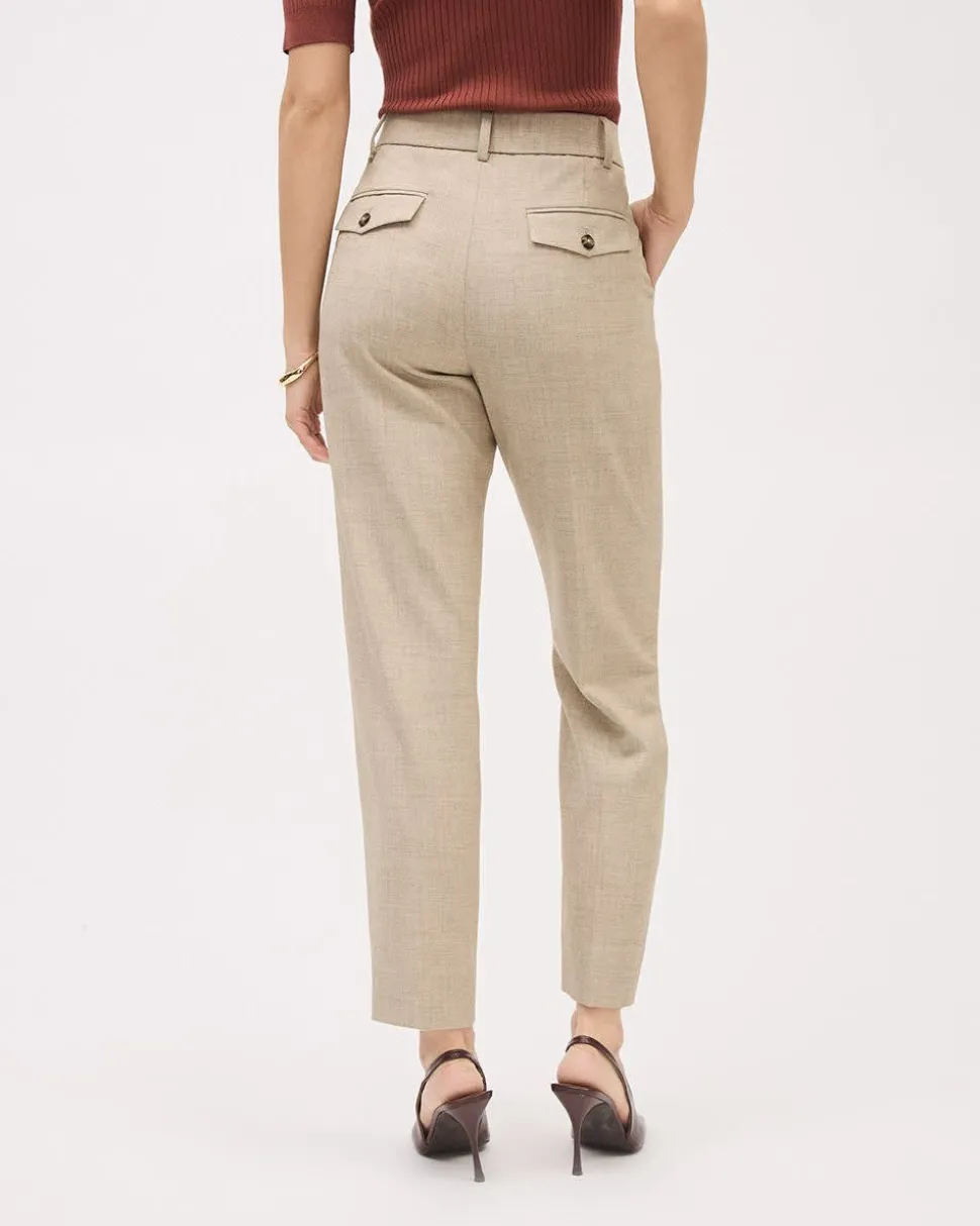 Beige Straight-Leg High-Rise Pant