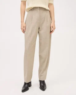 Beige Tapered-Leg High-Rise Pant