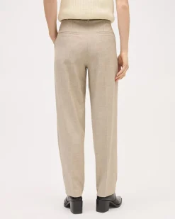Beige Tapered-Leg High-Rise Pant