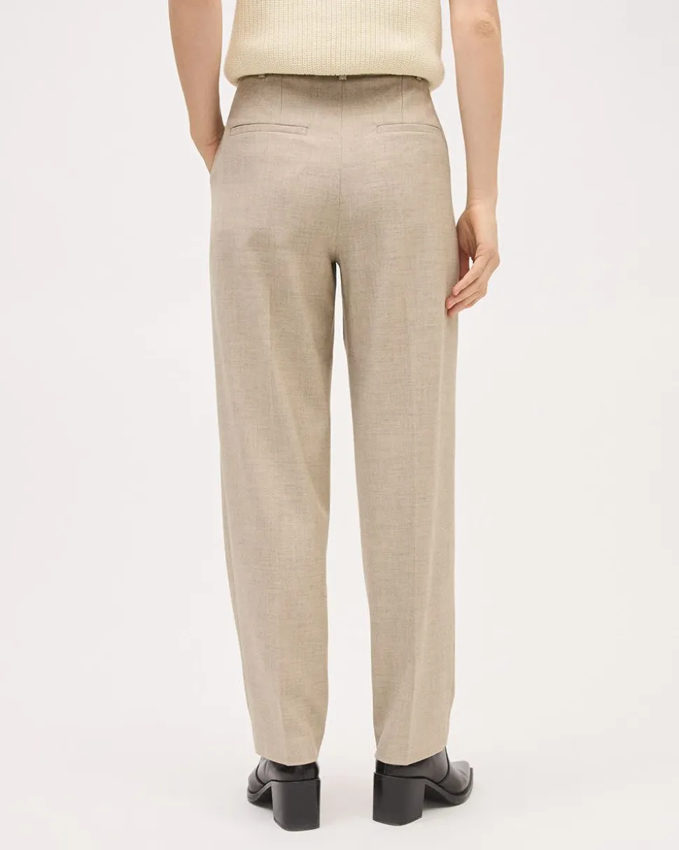 Beige Tapered-Leg High-Rise Pant