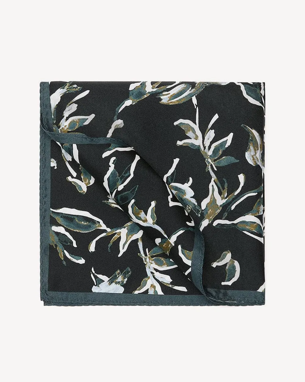 Black Handkerchief with Foliage Pattern