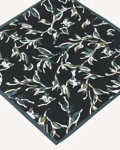 Black Handkerchief with Foliage Pattern