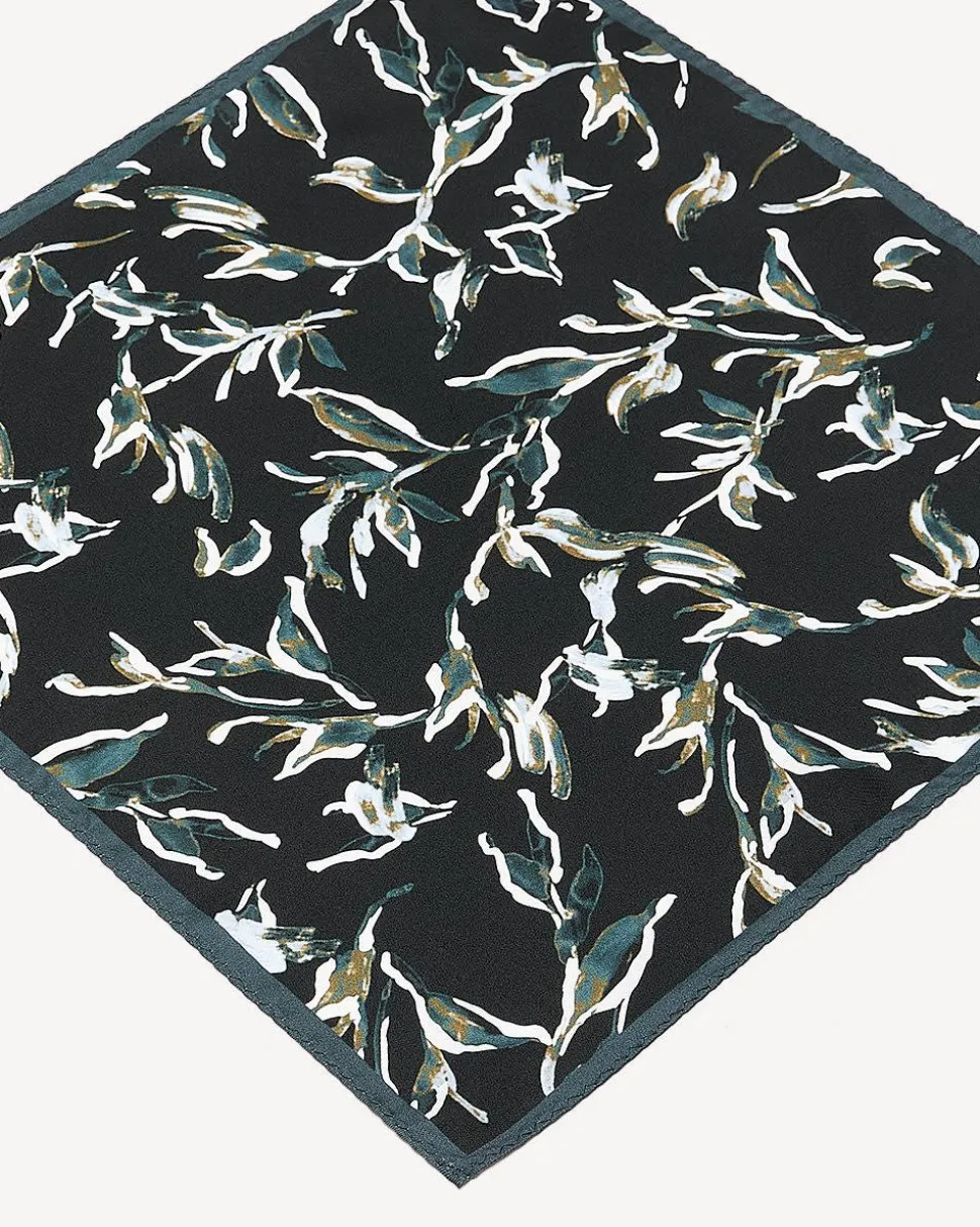 Black Handkerchief with Foliage Pattern