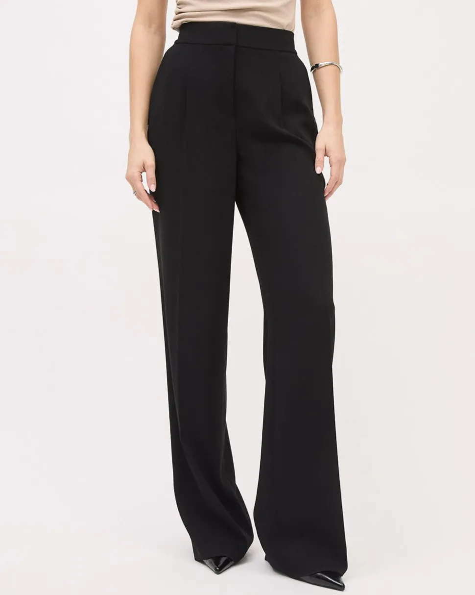 Black High-Rise Wide-Leg Crepe Pant