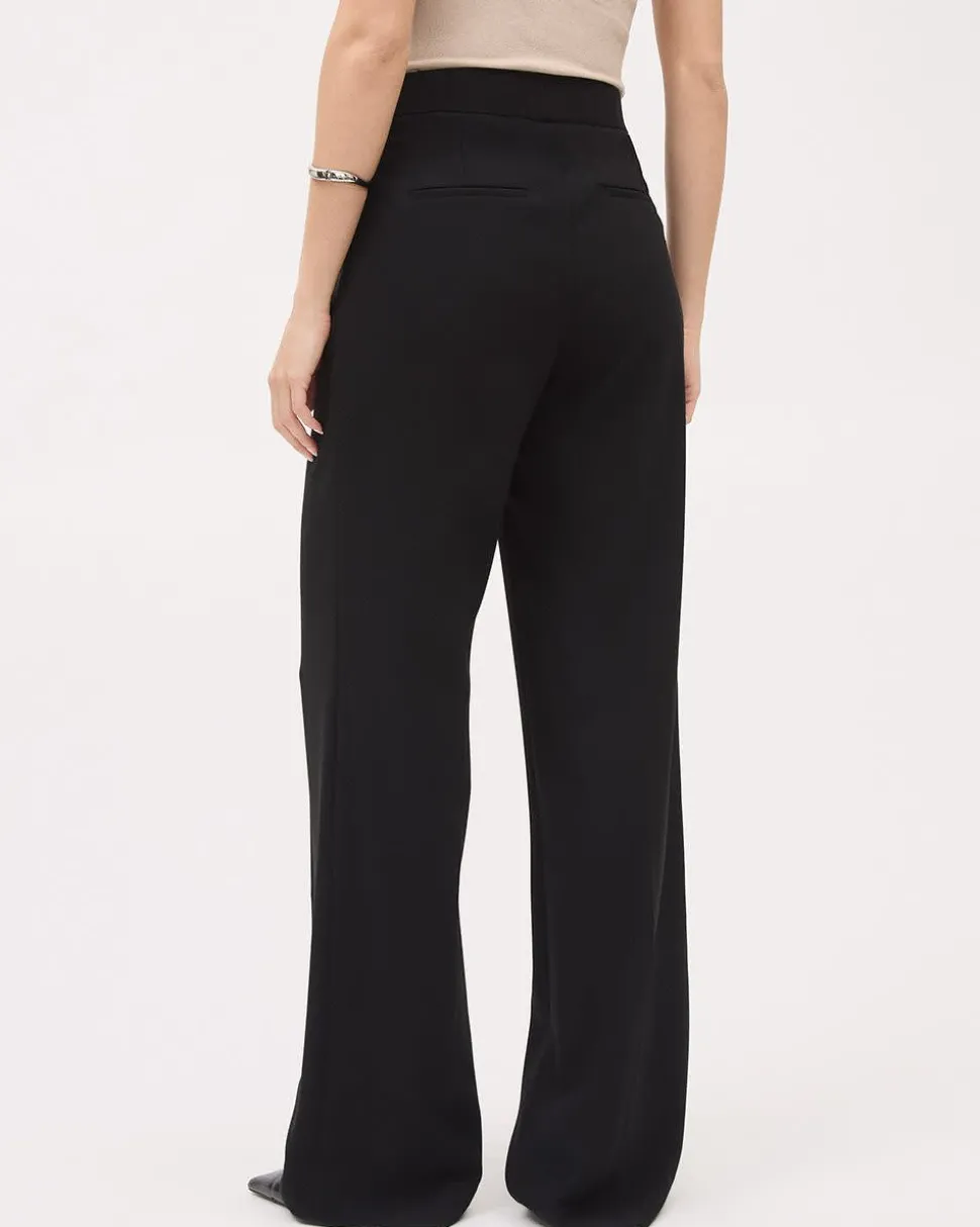 Black High-Rise Wide-Leg Crepe Pant