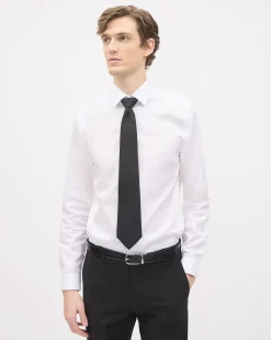 Black Linen-Blend Wide Tie