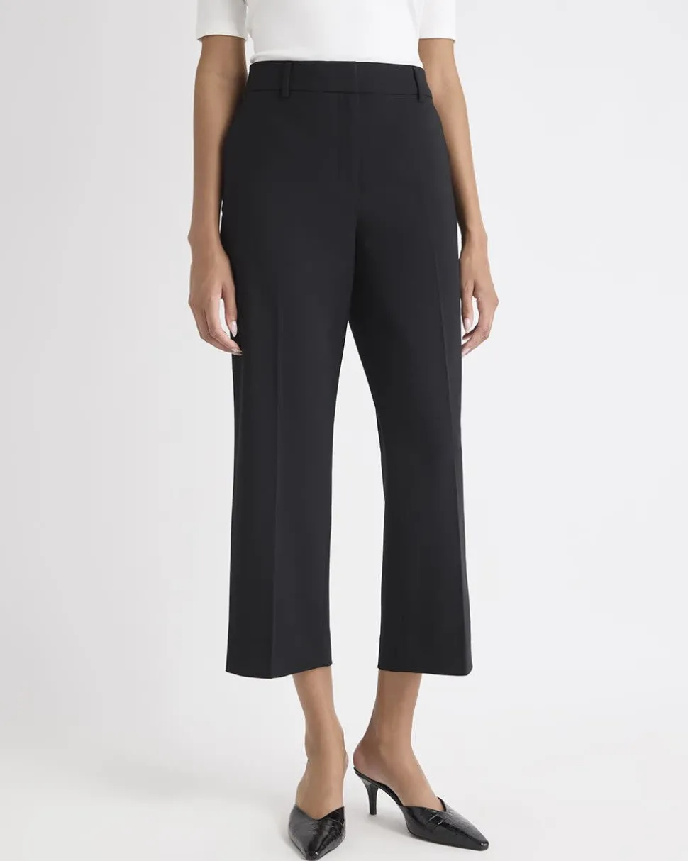Black Mid-Rise Straight-Leg Cropped Pant