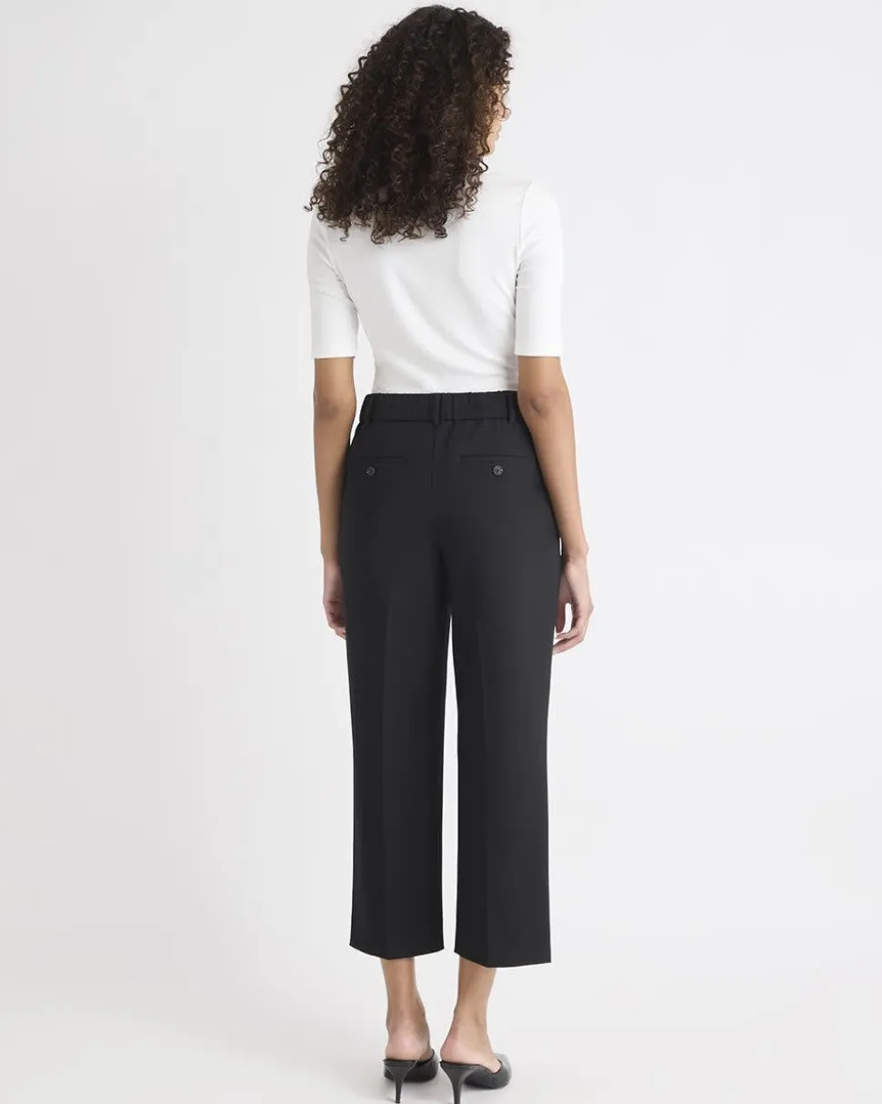 Black Mid-Rise Straight-Leg Cropped Pant
