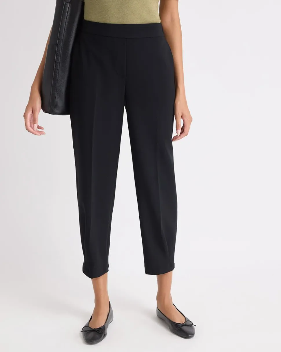 Black Mid-Rise Tapered-Leg Flowy Jogger Pant