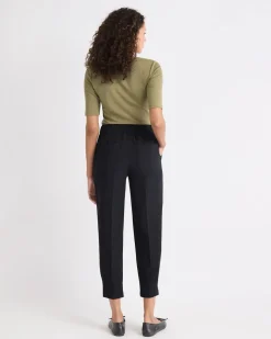 Black Mid-Rise Tapered-Leg Flowy Jogger Pant