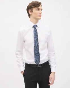 Blue Regular Tie with Floral Pattern