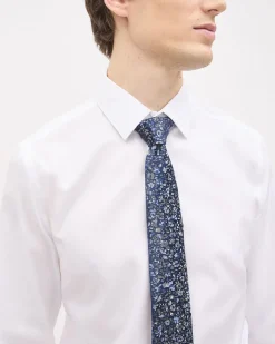 Blue Regular Tie with Floral Pattern