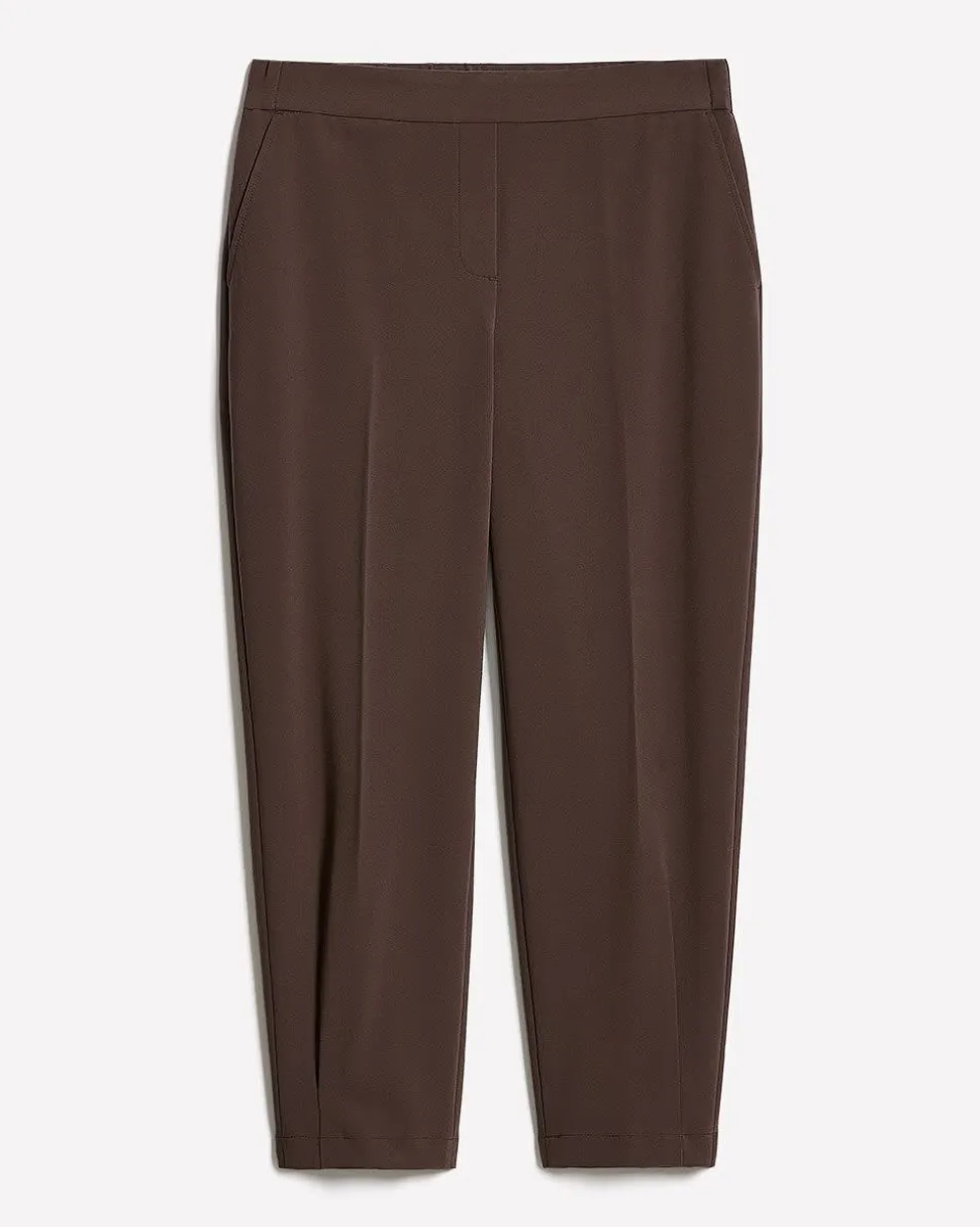 Brown Mid-Rise Tapered-Leg Flowy Jogger Pant