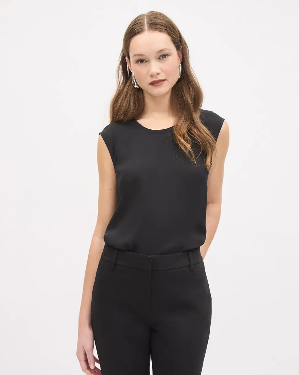 Cap-Sleeve Crew-Neck Blouse