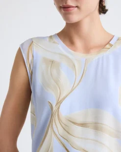 Cap-Sleeve Crew-Neck Blouse
