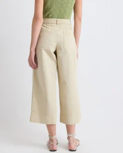 Cotton and Linen High-Rise Wide-Leg Pant