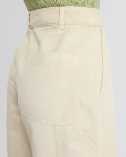 Cotton and Linen High-Rise Wide-Leg Pant