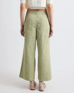 Cotton and Linen High-Rise Wide-Leg Pant