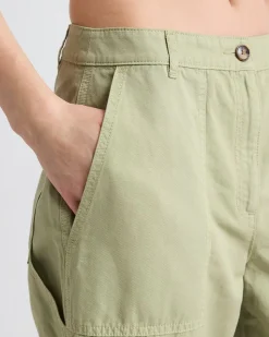 Cotton and Linen High-Rise Wide-Leg Pant