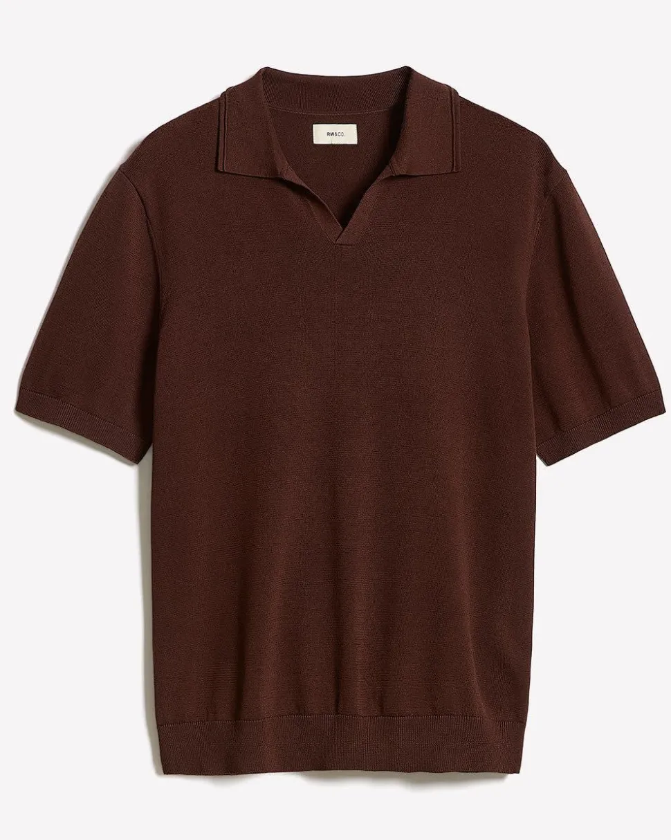Cotton Short-Sleeve Polo with Johnny Collar