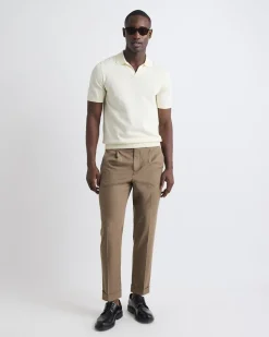 Cotton Short-Sleeve Polo with Johnny Collar
