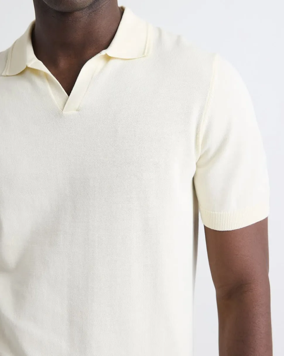 Cotton Short-Sleeve Polo with Johnny Collar