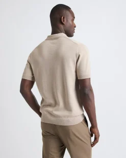 Cotton Short-Sleeve Polo with Johnny Collar