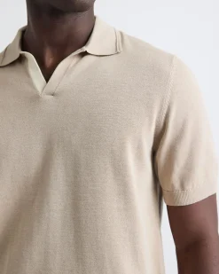 Cotton Short-Sleeve Polo with Johnny Collar