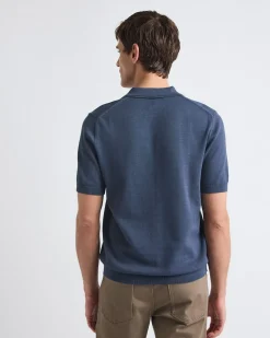 Cotton Short-Sleeve Polo with Johnny Collar