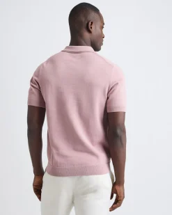 Cotton Short-Sleeve Polo with Johnny Collar