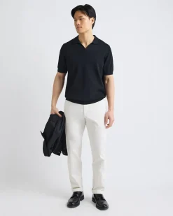 Cotton Short-Sleeve Polo with Johnny Collar