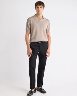 Cotton Short-Sleeve Polo with Johnny Collar
