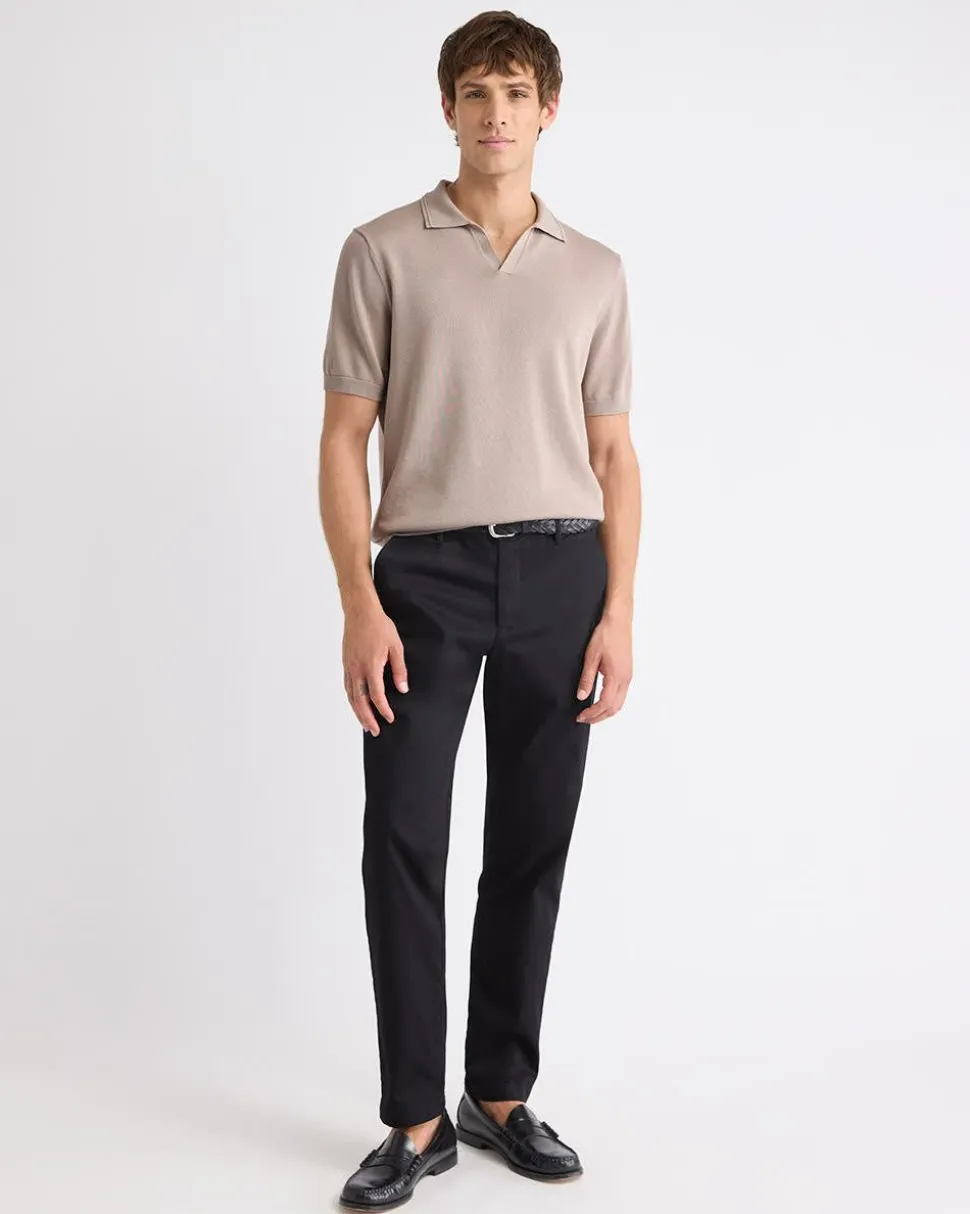 Cotton Short-Sleeve Polo with Johnny Collar