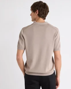 Cotton Short-Sleeve Polo with Johnny Collar