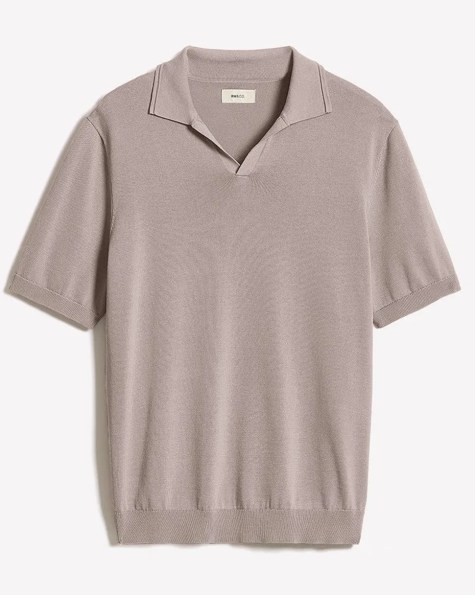 Cotton Short-Sleeve Polo with Johnny Collar