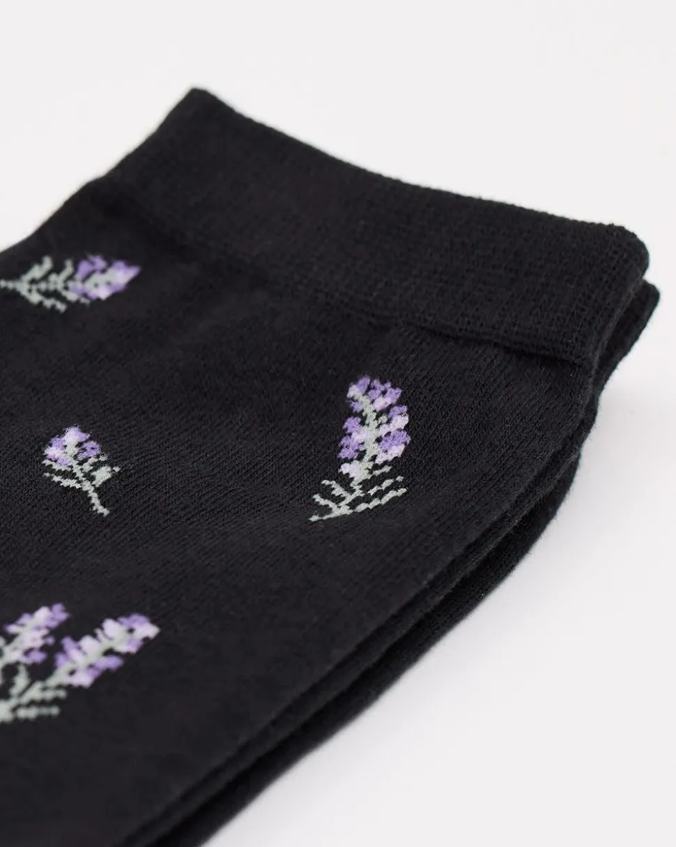 Cotton Socks with Lavender Flowers