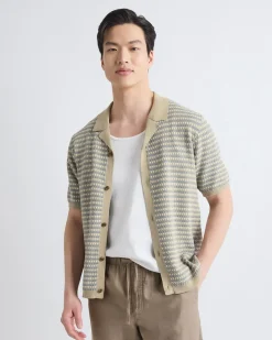 Cotton-Linen Buttoned-Down Sweater Shirt