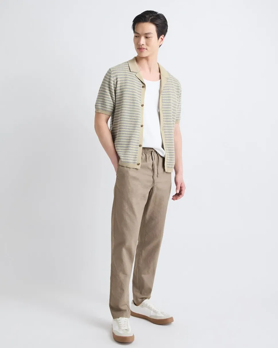 Cotton-Linen Buttoned-Down Sweater Shirt