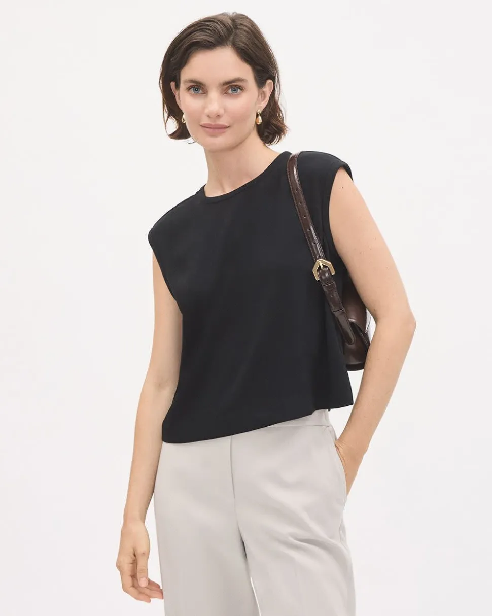 Crew-Neck Crepe Cami