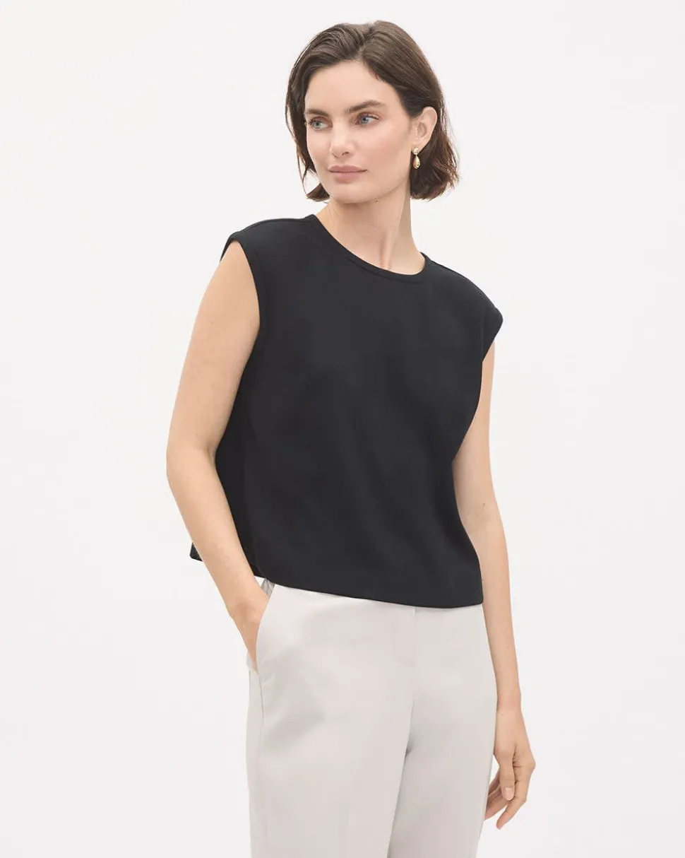 Crew-Neck Crepe Cami