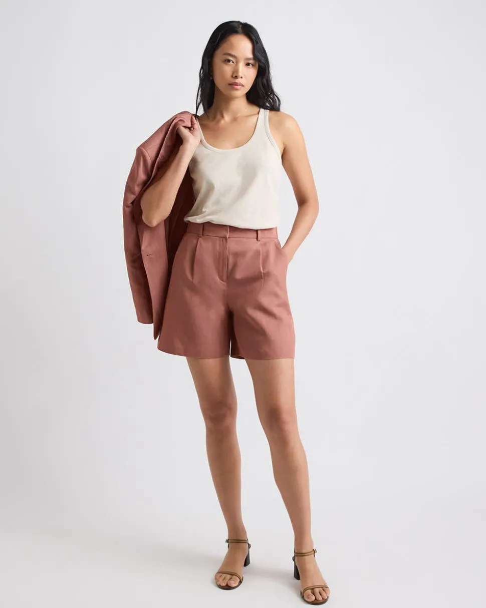 Crew-Neck Linen-Blend Tank Top