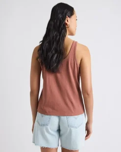 Crew-Neck Linen-Blend Tank Top