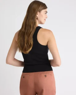 Crew-Neck Racerback Fitted Tank with Ring on Shoulder