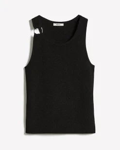 Crew-Neck Racerback Fitted Tank with Ring on Shoulder